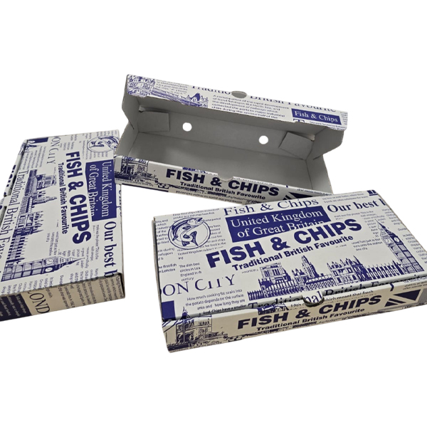 MEDIUM 10" ENJOY FISH & CHIPS BOXS 1x100's 272mm x 155mm x 52mm