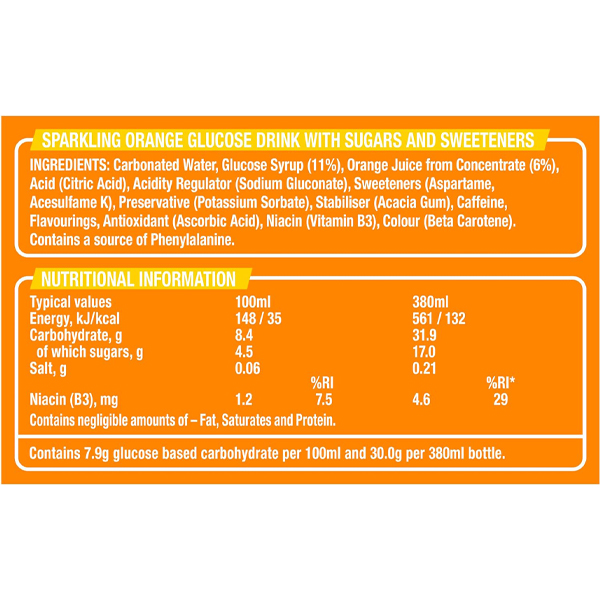 LUCOZADE ORANGE BOTTLES 24x500ml PET