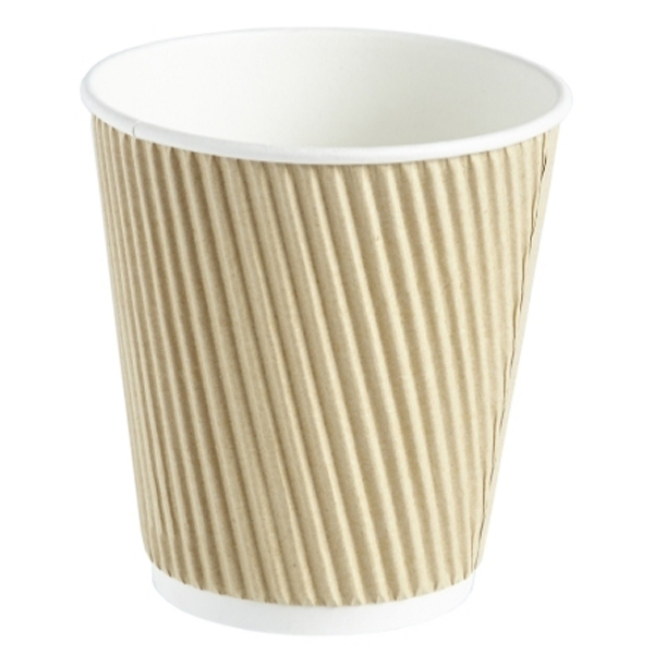 KRAFT 10oz RIPPLE WALL PAPER CUPS 20x25 285ML - ( 50016 ) Suitable lids are - GFC022