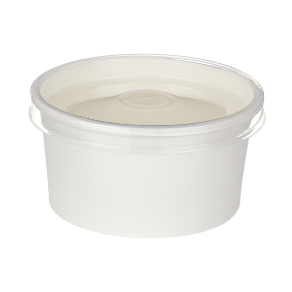 7oz FISH AND CHIPS PORTION POT & LIDS WHITE 250 POST & 250 LIDS  (PP LINED) PRODUCT CODE: D19016