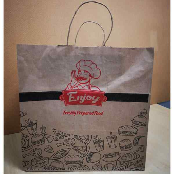 BROWN KRAFT TWISTED HANDLE ENJOY CARRIER JUMBO BROWN BAGS 320x320x210mm 1X100