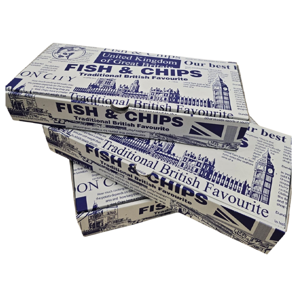 SMALL 9" ENJOY FISH & CHIPS BOXS 1x100's 245mm x 155mm x 51mm