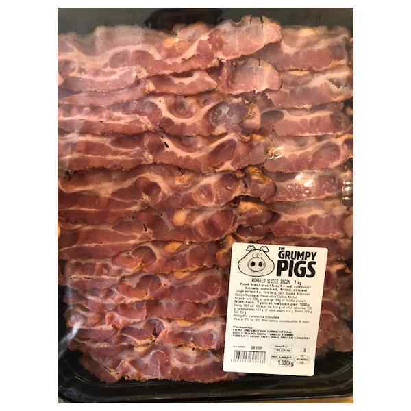 GRUMPY PIGS CRISPY COOKED SMOKED  STREAKY BACON 1x900gm