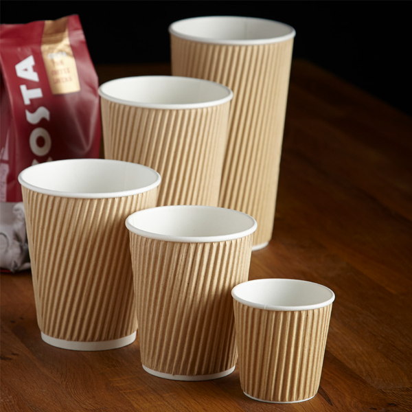 KRAFT 10oz RIPPLE WALL PAPER CUPS 20x25 285ML - ( 50016 ) Suitable lids are - GFC022