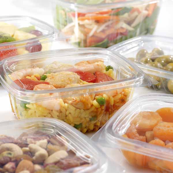 NEWLEAF 750ml HINGED SALAD CONTAINERS 1x500s FULLY RECYCLABE ( 182 x 147 x 57mm)