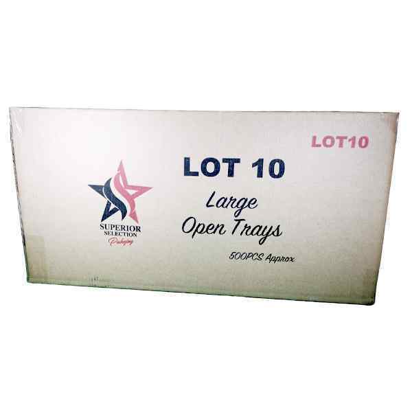 LOT 10  LARGE OPEN TAKE AWAY TRAYS 500's Bottom: 8x18Cm, Top :13x25Cm Height : 3.7Cm