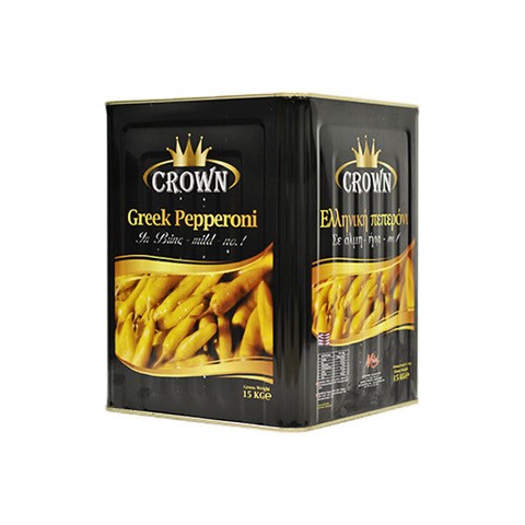 CROWN GREEK STYLE PICKLED PEPPER TIN 1x15kg