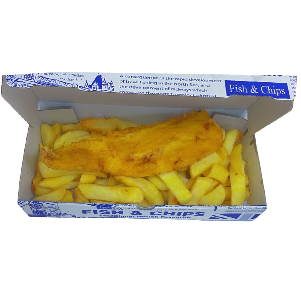 LARGE 12" NEWSPRINT FISH & CHIPS BOXS 1x100's 310mm x 151mm x 48mm