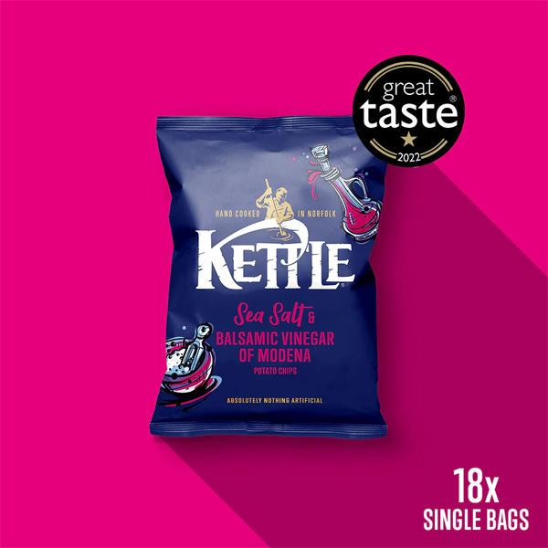 KETTLE SEA SALT & VINEGAR CRISPS 18x40gm