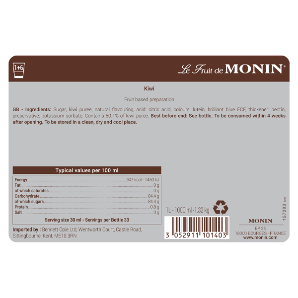 MONIN KIWI FRUIT PUREE 1x1lt