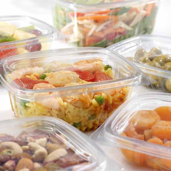 NEWLEAF 375ml HINGED SALAD CONTAINERS 1x330s FULLY RECYCLABE ( 146 x 130 x 45mm)