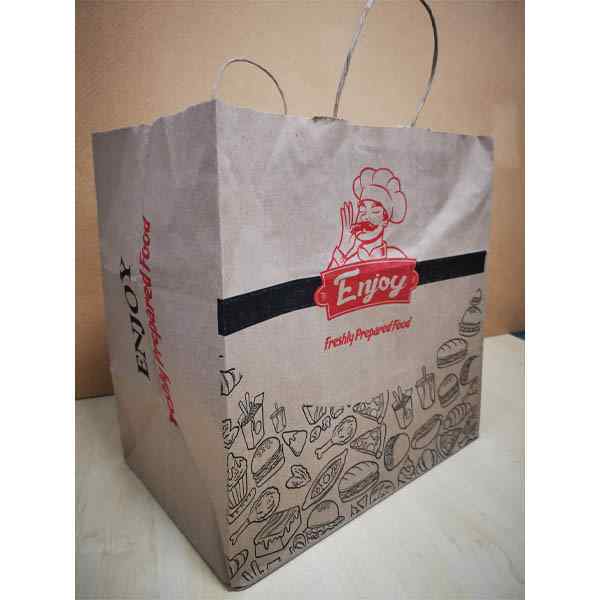 BROWN KRAFT TWISTED HANDLE ENJOY CARRIER JUMBO BROWN BAGS 320x320x210mm 1X100