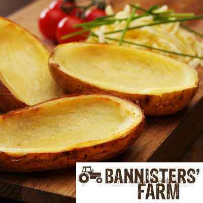 BANNISTERS FARM BAKED POTATO LONGBOATS 4x20 (POTATO SKINS (Oval Shells) 55g)