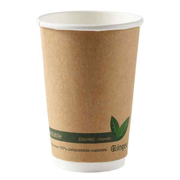 16oz KRAFT COMPOSTABLE DOUBLE WALL PAPER CUPS 20x25 ( 44883 )