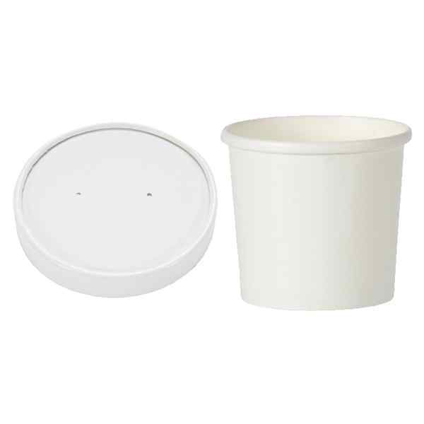 D50014 16oz HEAVY DUTY SOUP CUPS/LIDS 250's WHITE PAPPER CUPS & LIDS CODE: D50014