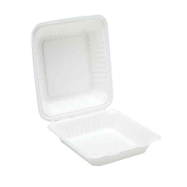 SUGARCANE 9" STRIPED CLAMSHELL 2x100 BIODEGRADABLE - 91015 MEAL BOX 1