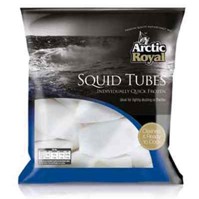 ARCTIC ROYAL RAW CLEAN SQUID TUBES 1kg **BAG CLEAR SEAS (NET WEIGHT: 600g)